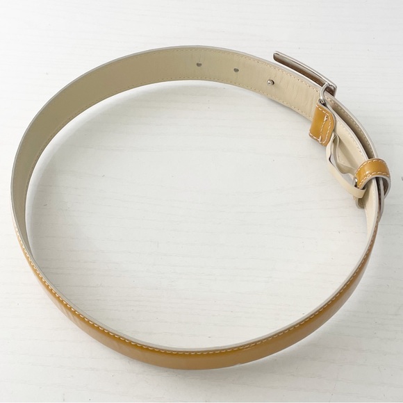 Gucci yellow patent leather square G logo leather small belt - Picture 6 of 9